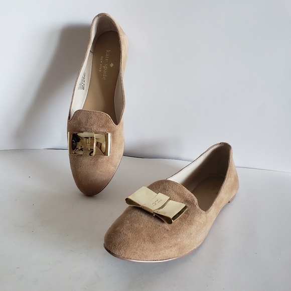 Kate Spade Silina Loafer Flat Suede Bow Gold Tan Brand 6.5 M - Picture 15 of 16